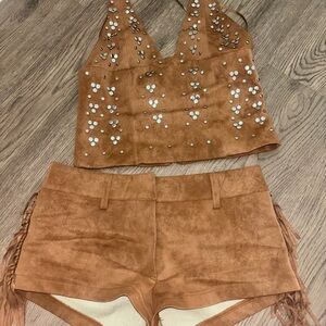 Edikted Brown Suede Studded Set